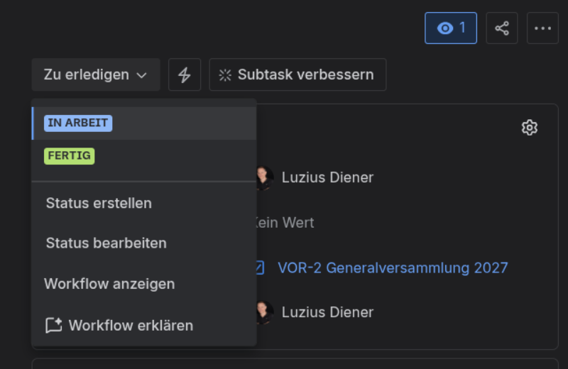 Jira Task-Detailansicht: Protokoll GV 2027