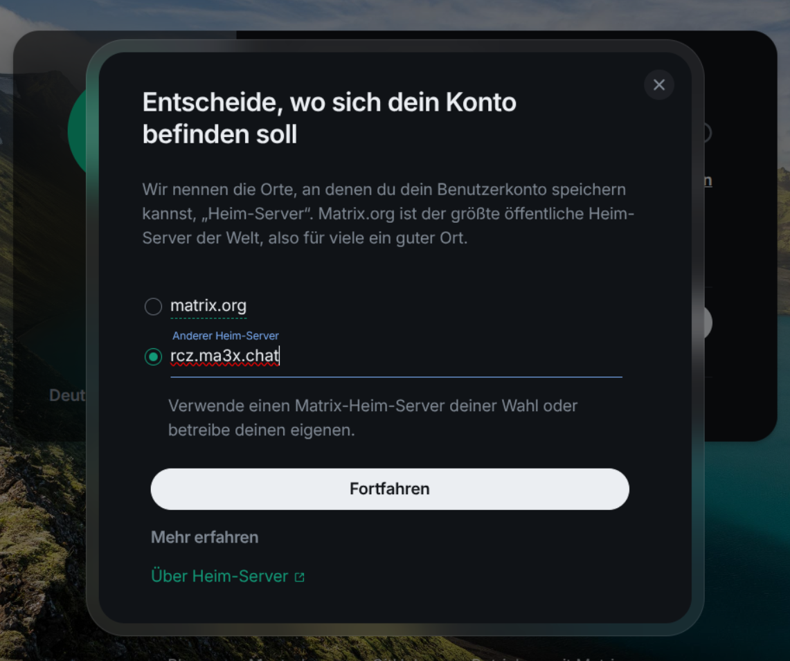 Heimserver auf rcz.ma3x.chat wechseln